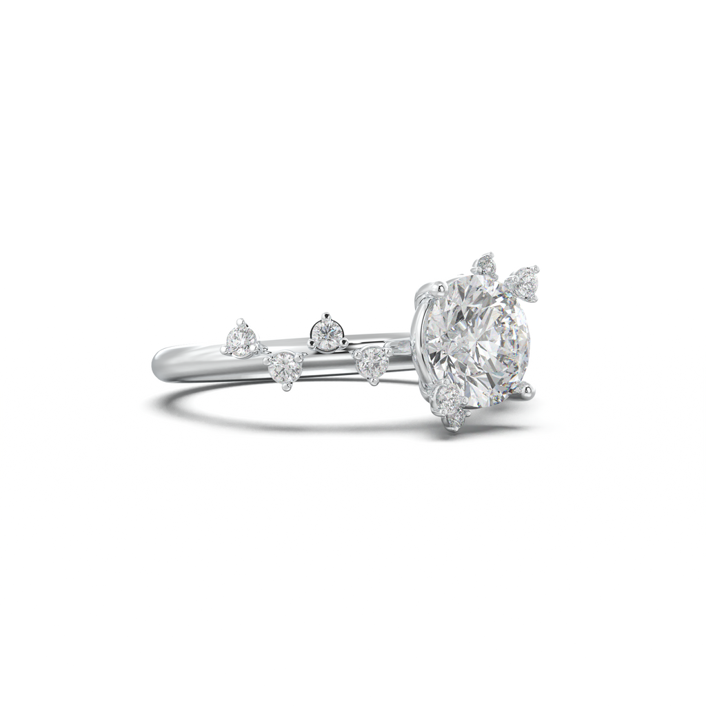 Round Botanical Accent Engagement Ring