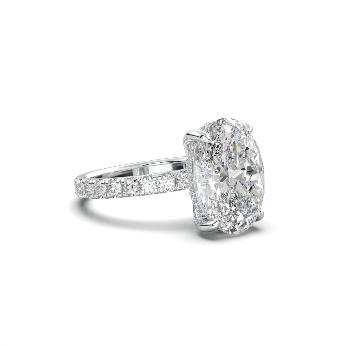 Oval Pavé Hidden Halo Engagement Ring