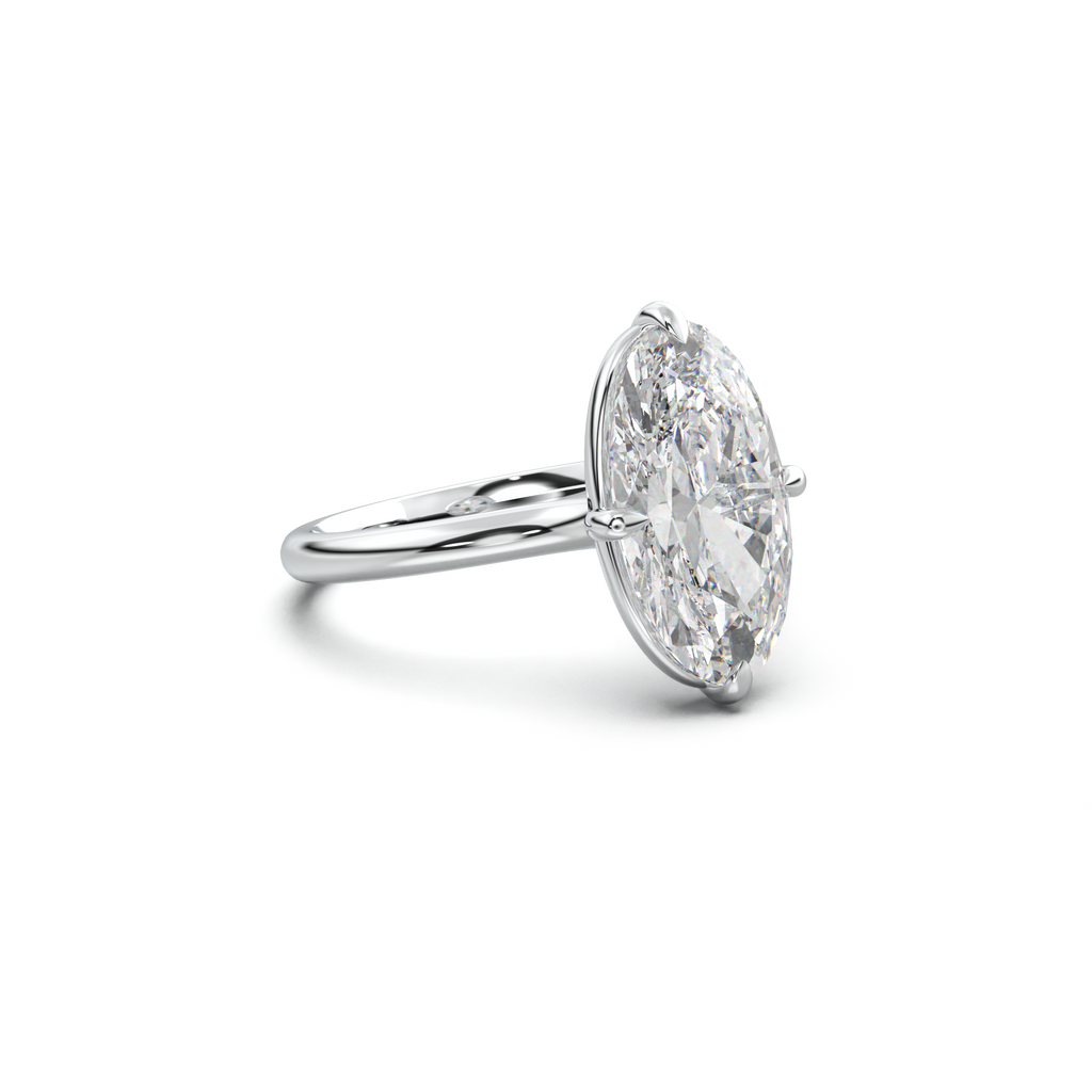 Elongated Moval Solitaire Engagement Ring