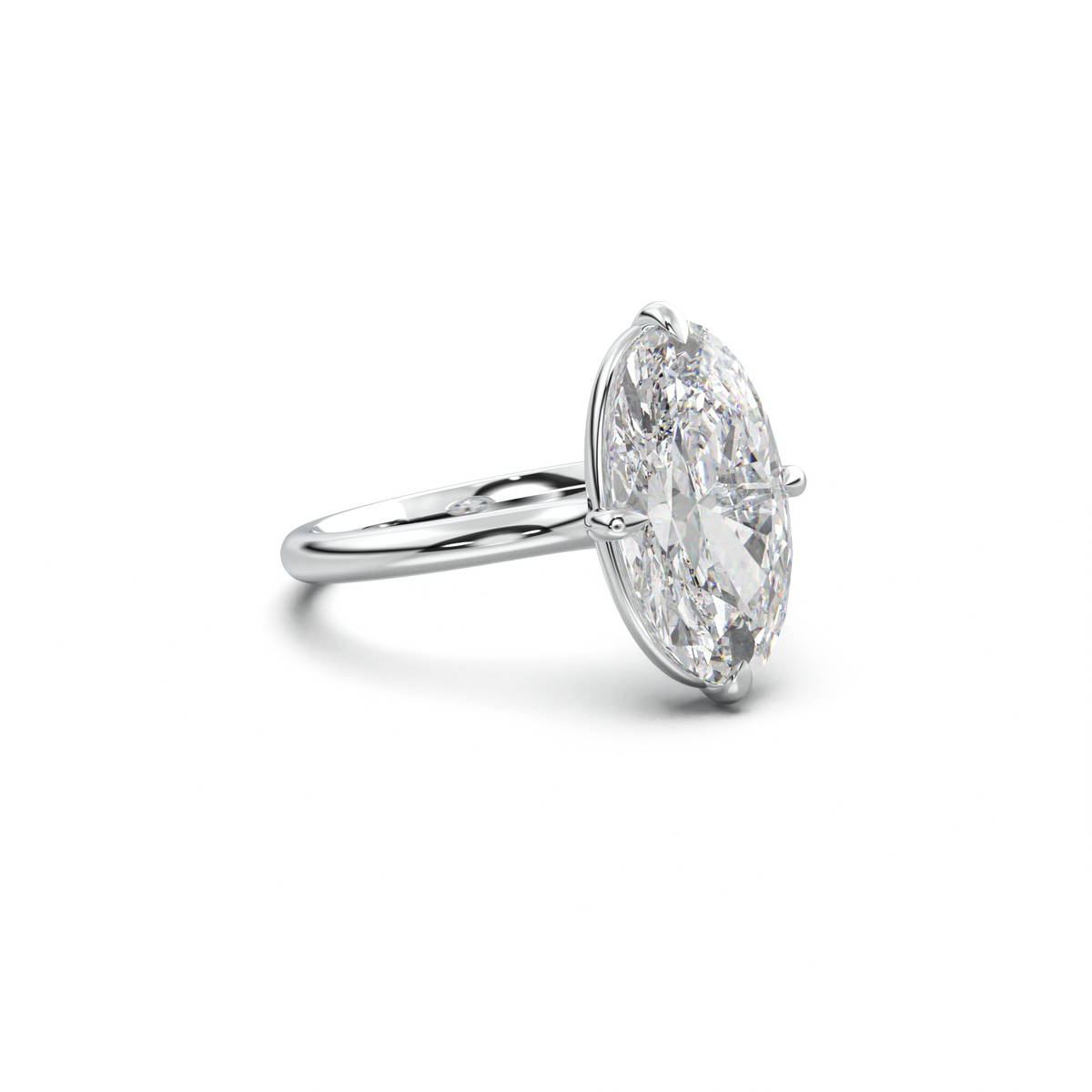 Elongated Moval Solitaire Engagement Ring