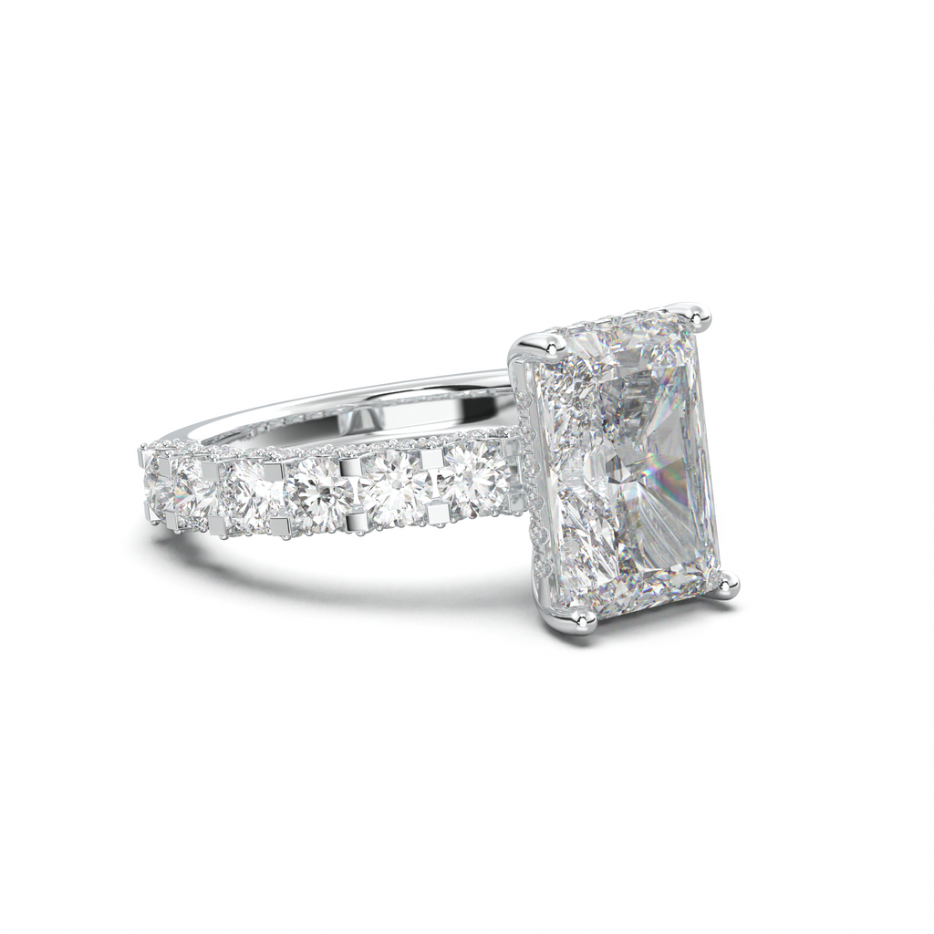 Radiant Diamond Band Engagement Ring