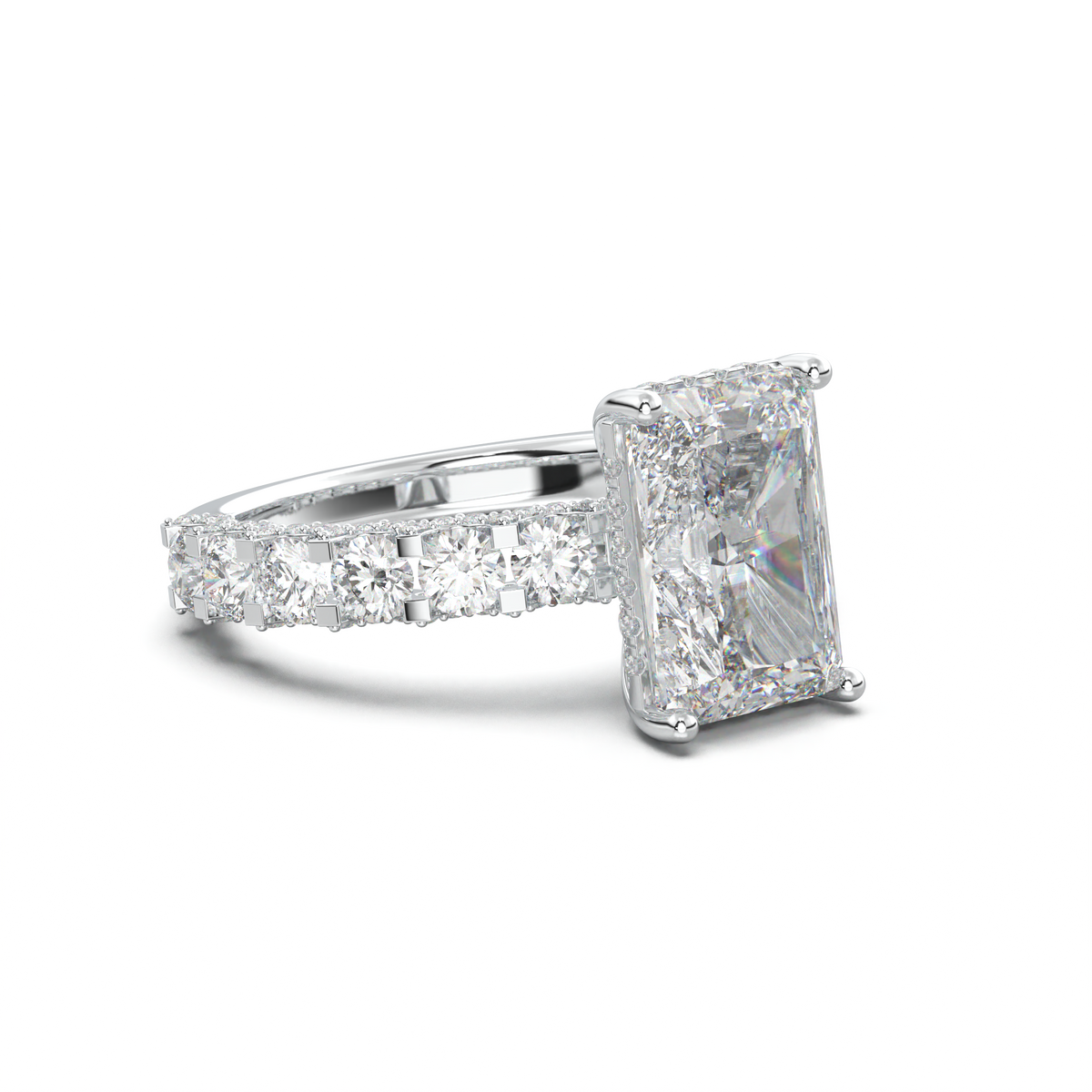 Radiant Diamond Band Engagement Ring