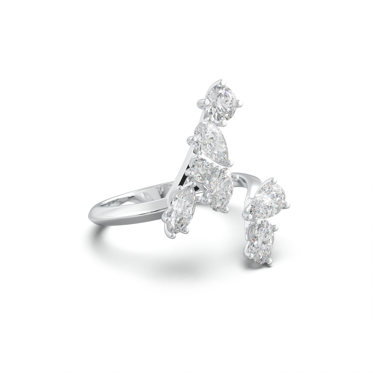 Asymmetric Mixed-Shape Diamond & Peridot Ring