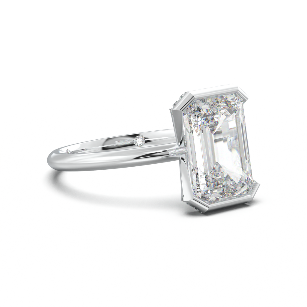 Emerald Hidden Halo Engagement Ring