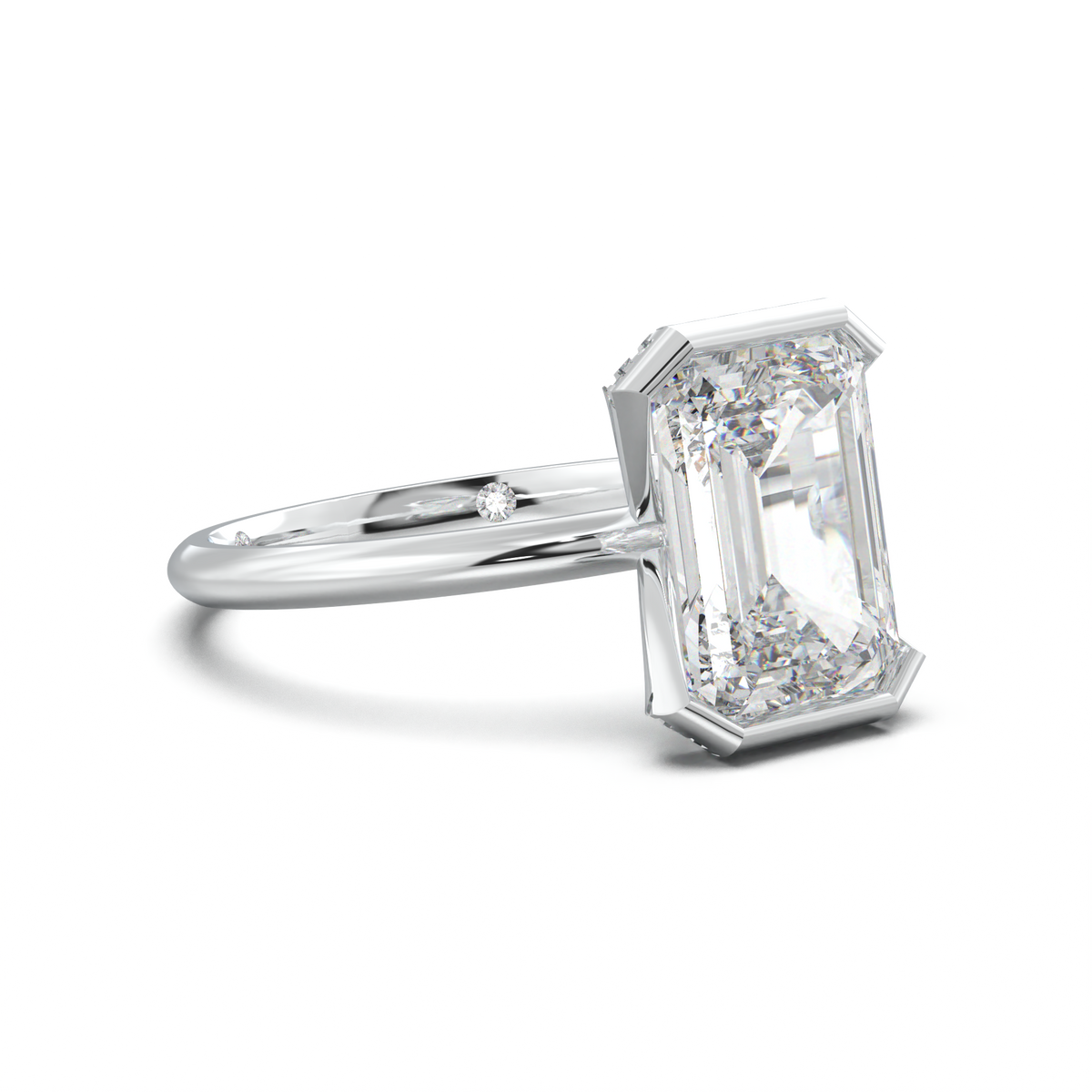 Emerald Hidden Halo Engagement Ring
