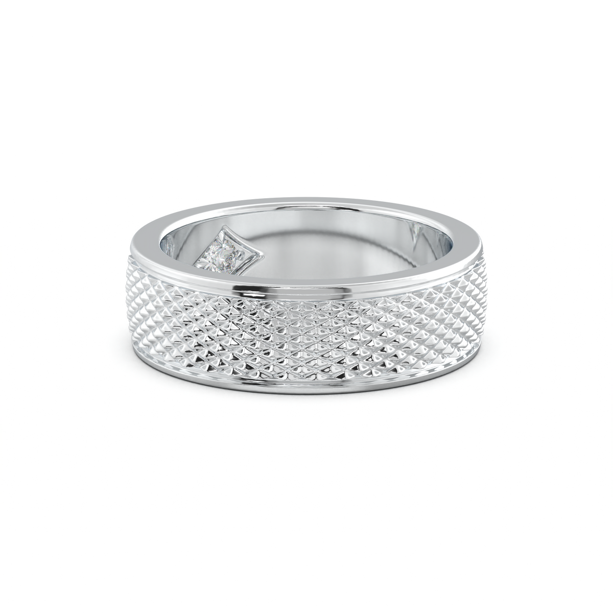 Diamond-Cut Textured Men's Wedding Band