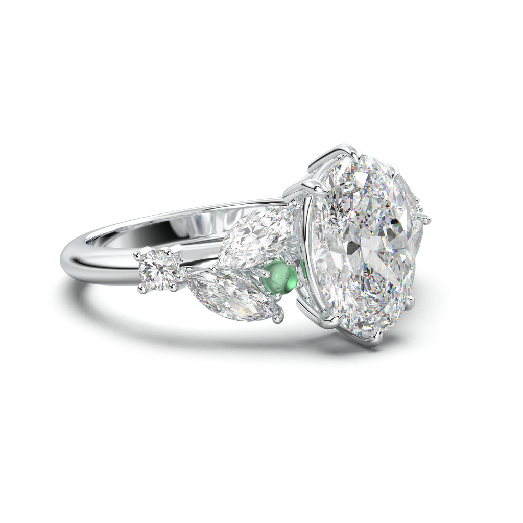 Oval Marquise-Accent Engagement Ring
