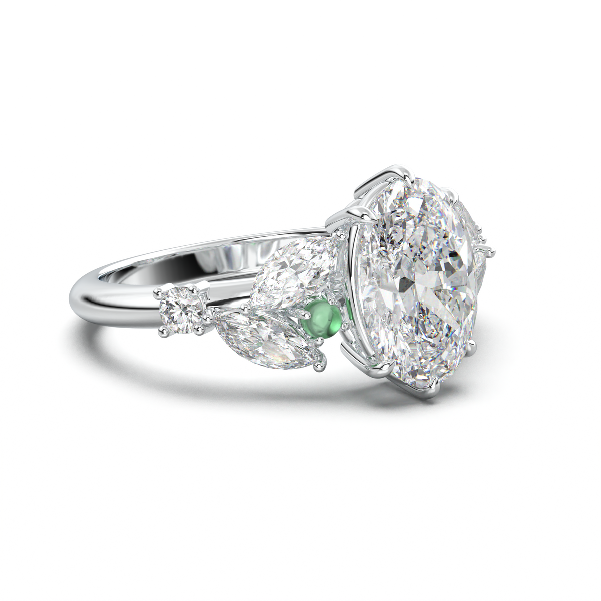 Oval Marquise-Accent Engagement Ring