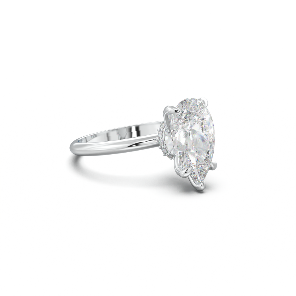 Pear Hidden Halo Engagement Ring