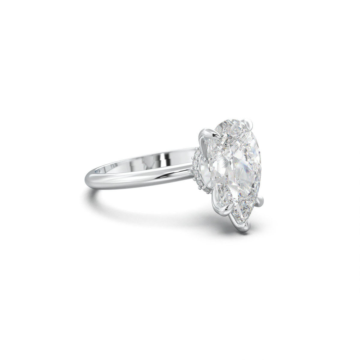Pear Hidden Halo Engagement Ring