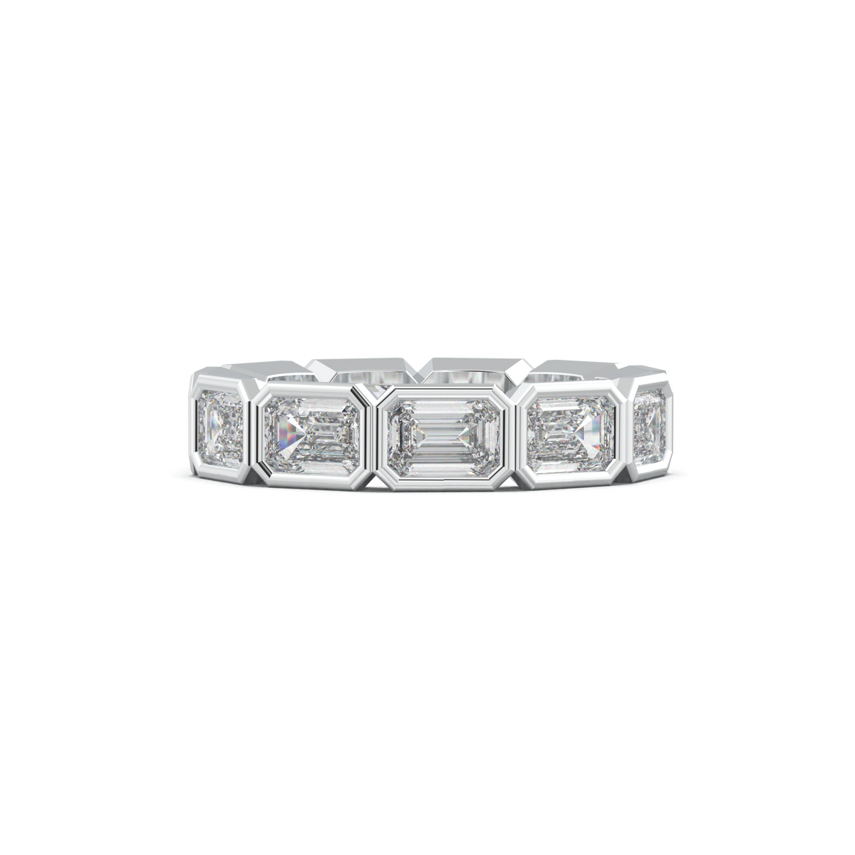 Emerald-Cut Bezel-Style Eternity Wedding Band