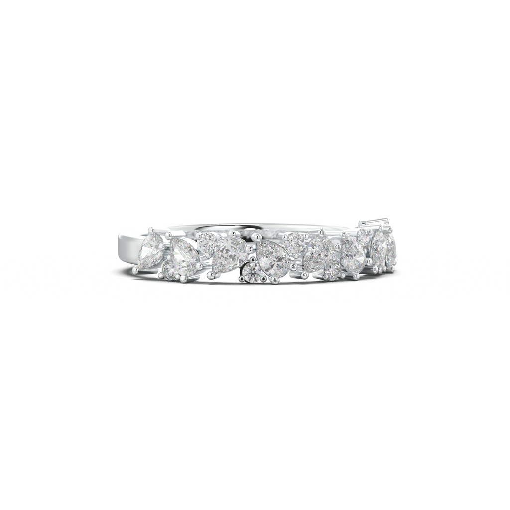 Alternating Pear & Round Half-Eternity Wedding Band