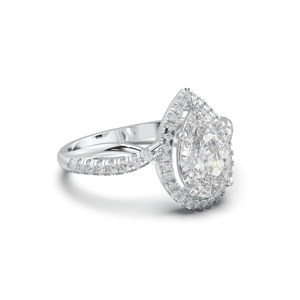 Pear Halo Twisted Pavé Engagement Ring