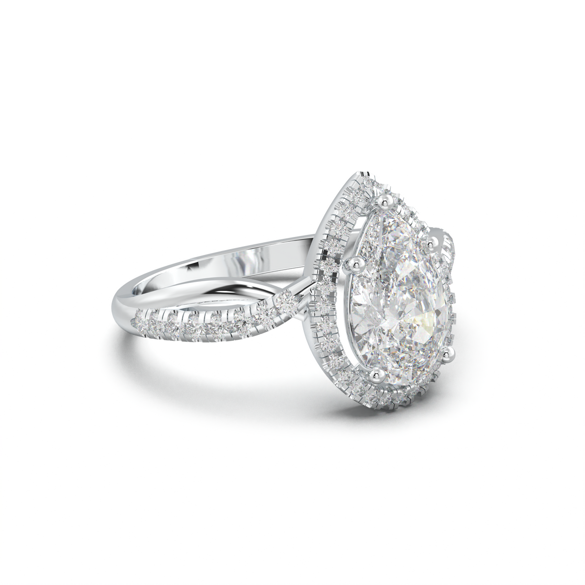 Pear Halo Twisted Pavé Engagement Ring