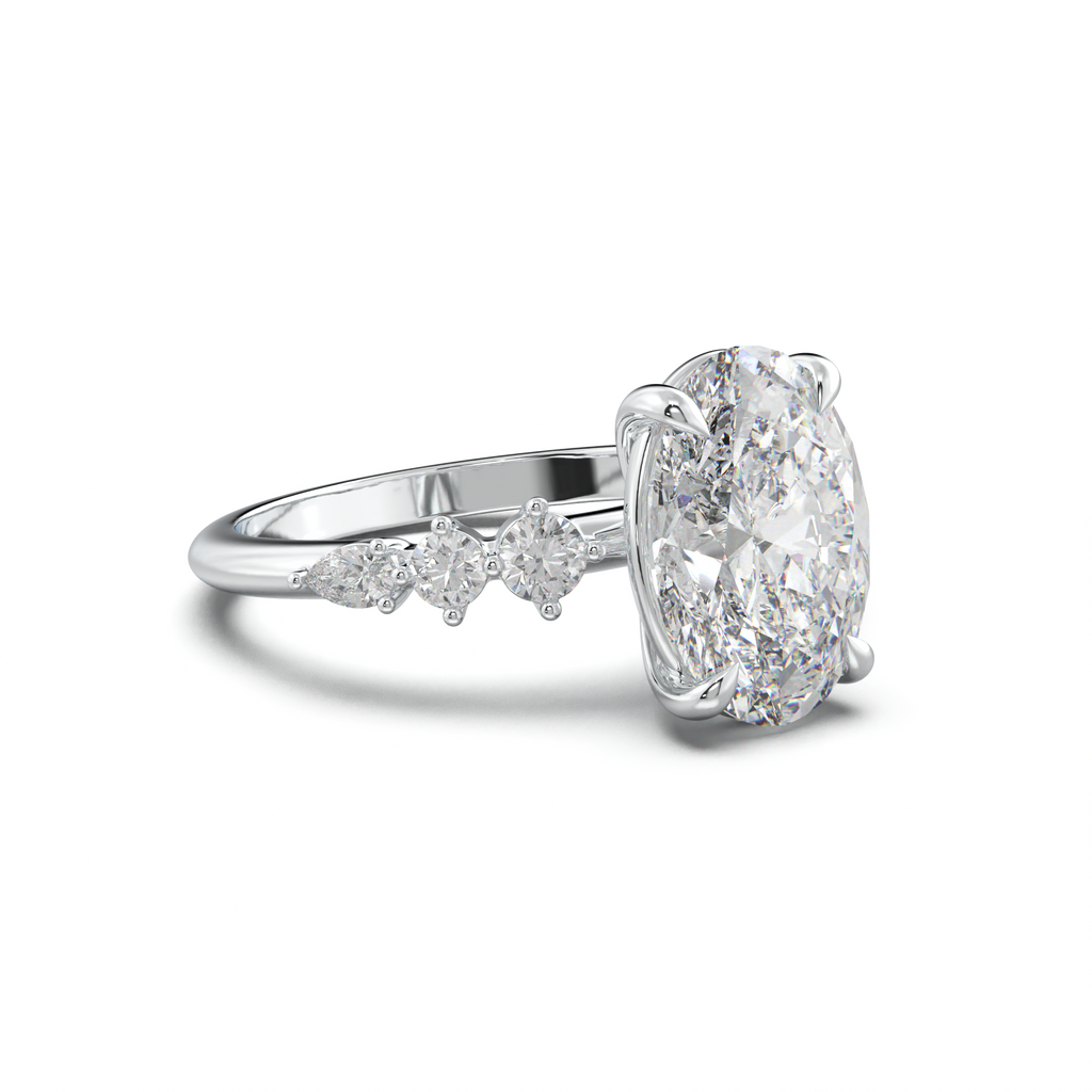 Oval Pear-Accent Engagement Ring