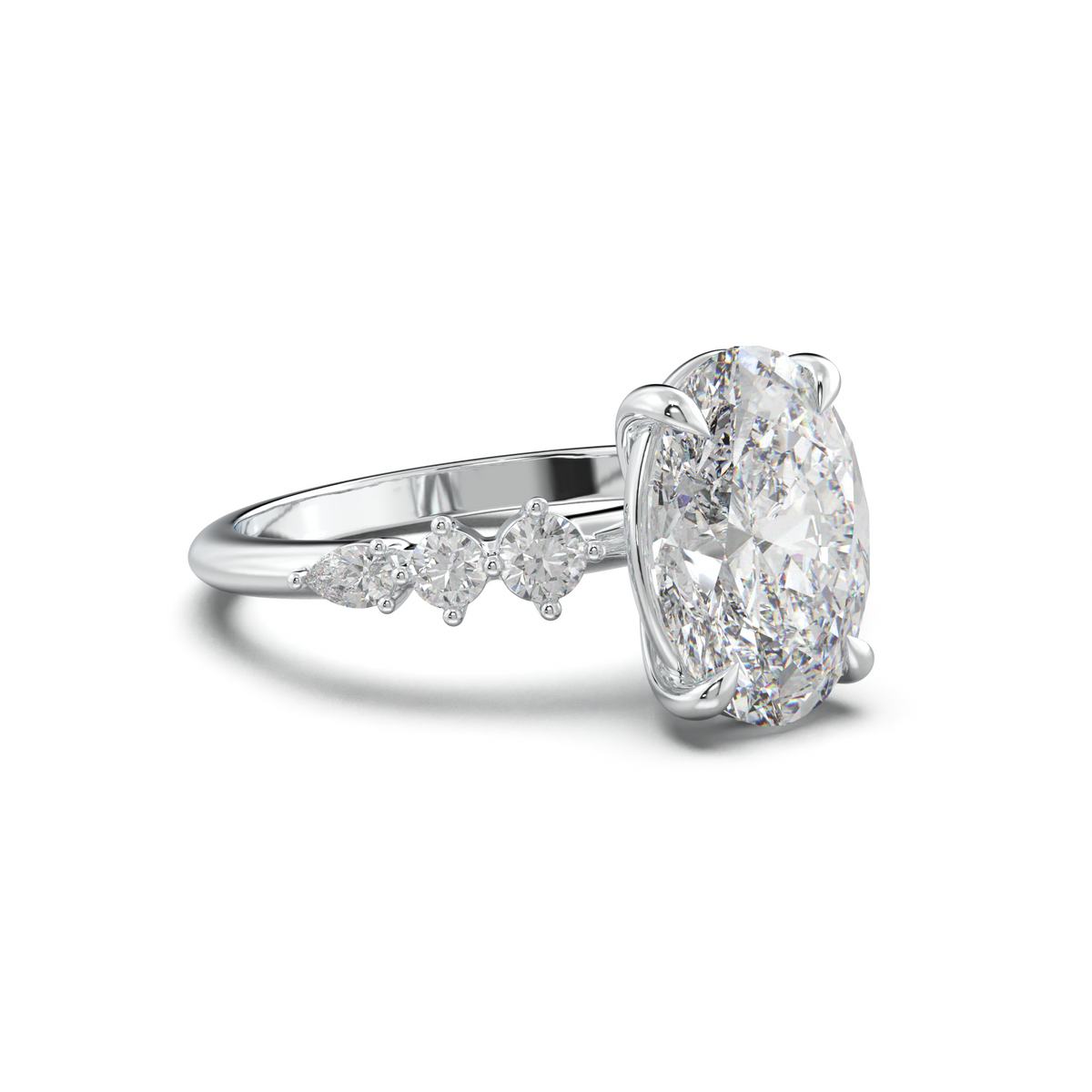 Oval Pear-Accent Engagement Ring