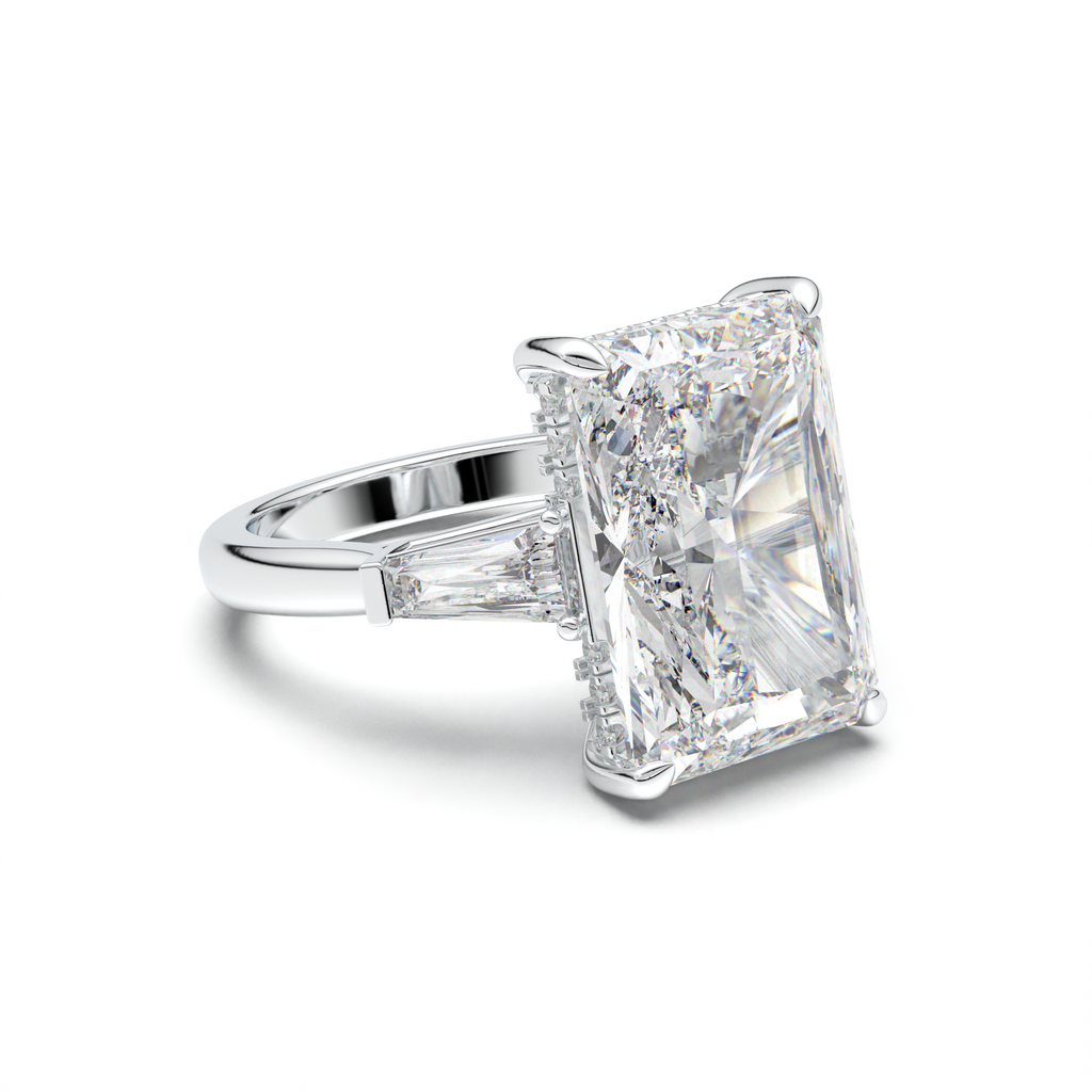 Radiant Baguette Hidden Halo Engagement Ring