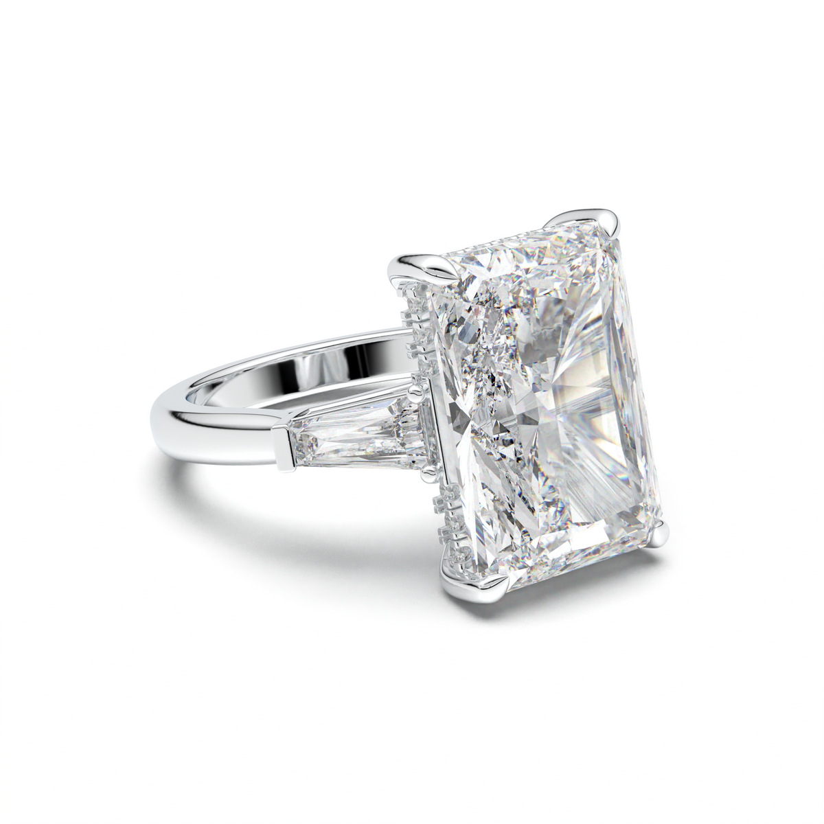 Radiant Baguette Hidden Halo Engagement Ring
