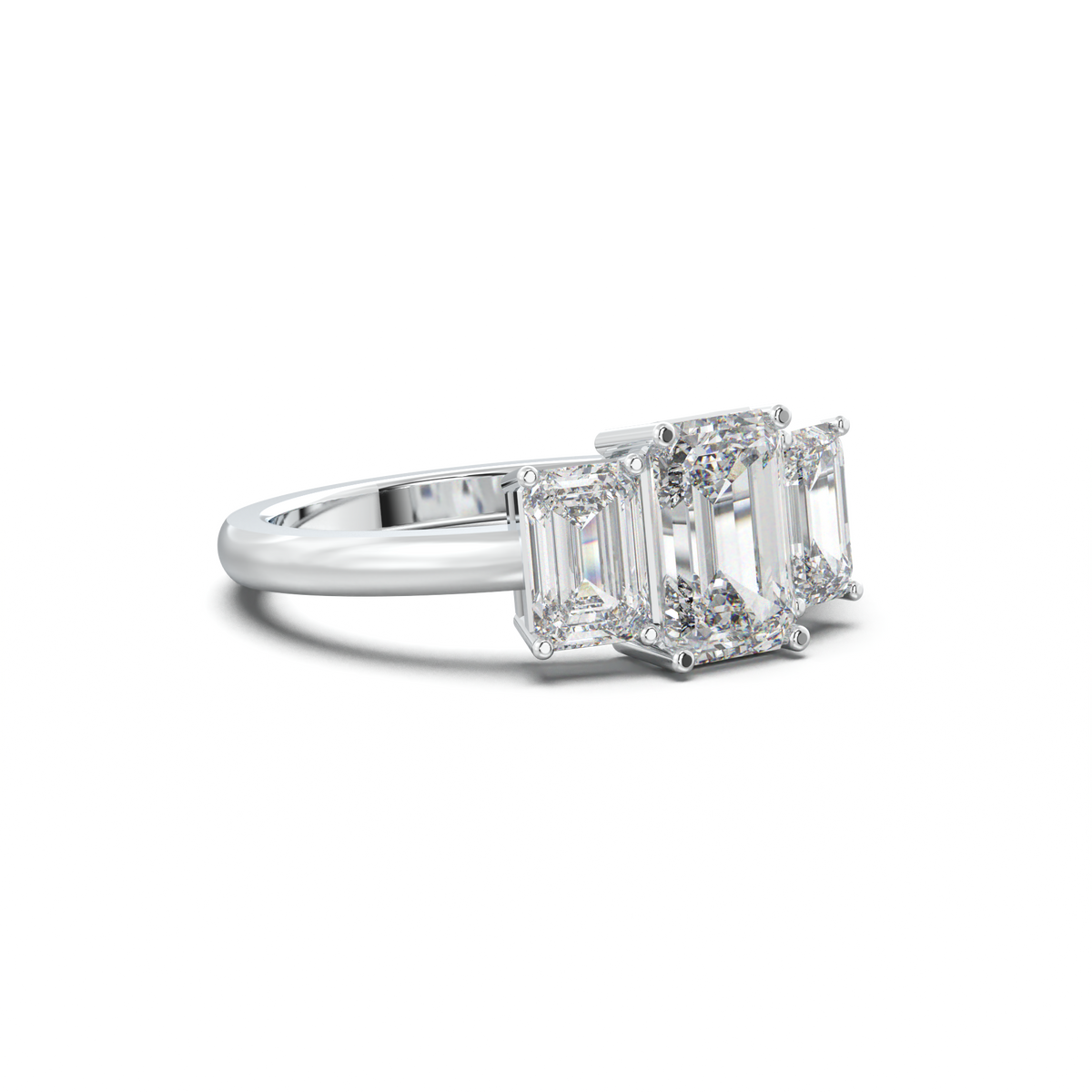 Emerald Three-Stone Engagement Ring