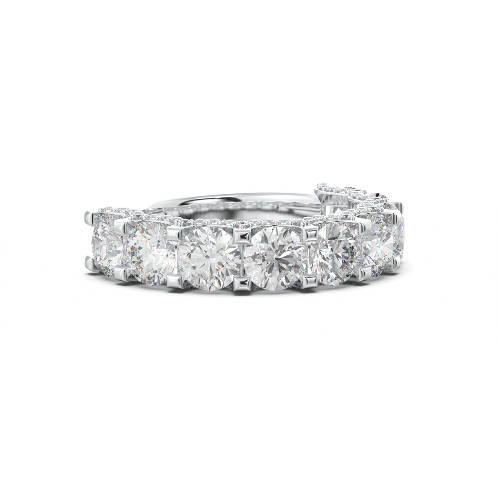 Round Diamond Pavé-Edge Wedding Band