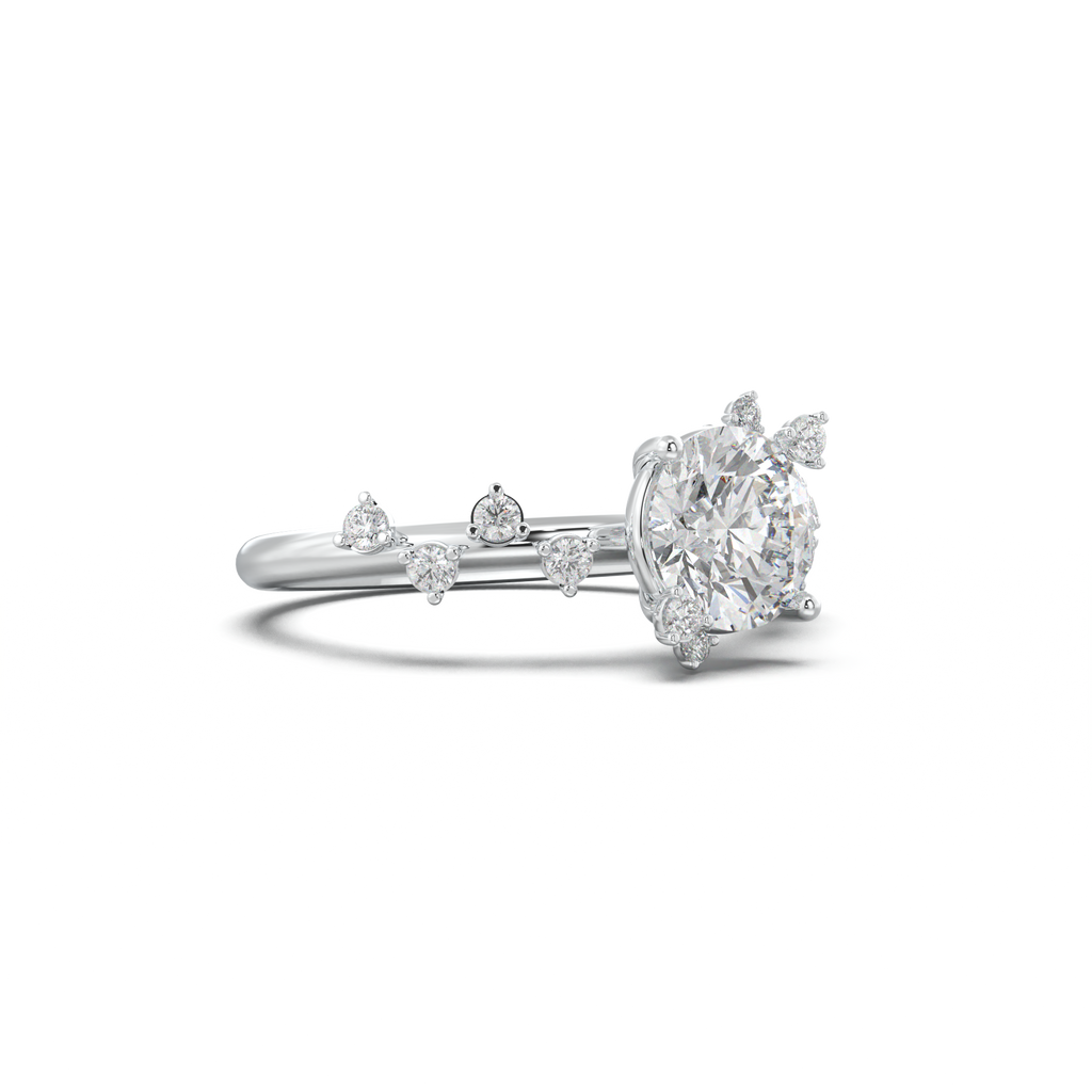 Round Botanical Accent Engagement Ring