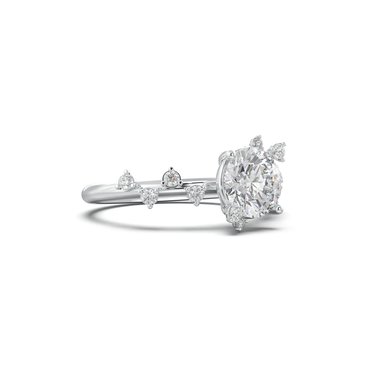 Round Botanical Accent Engagement Ring