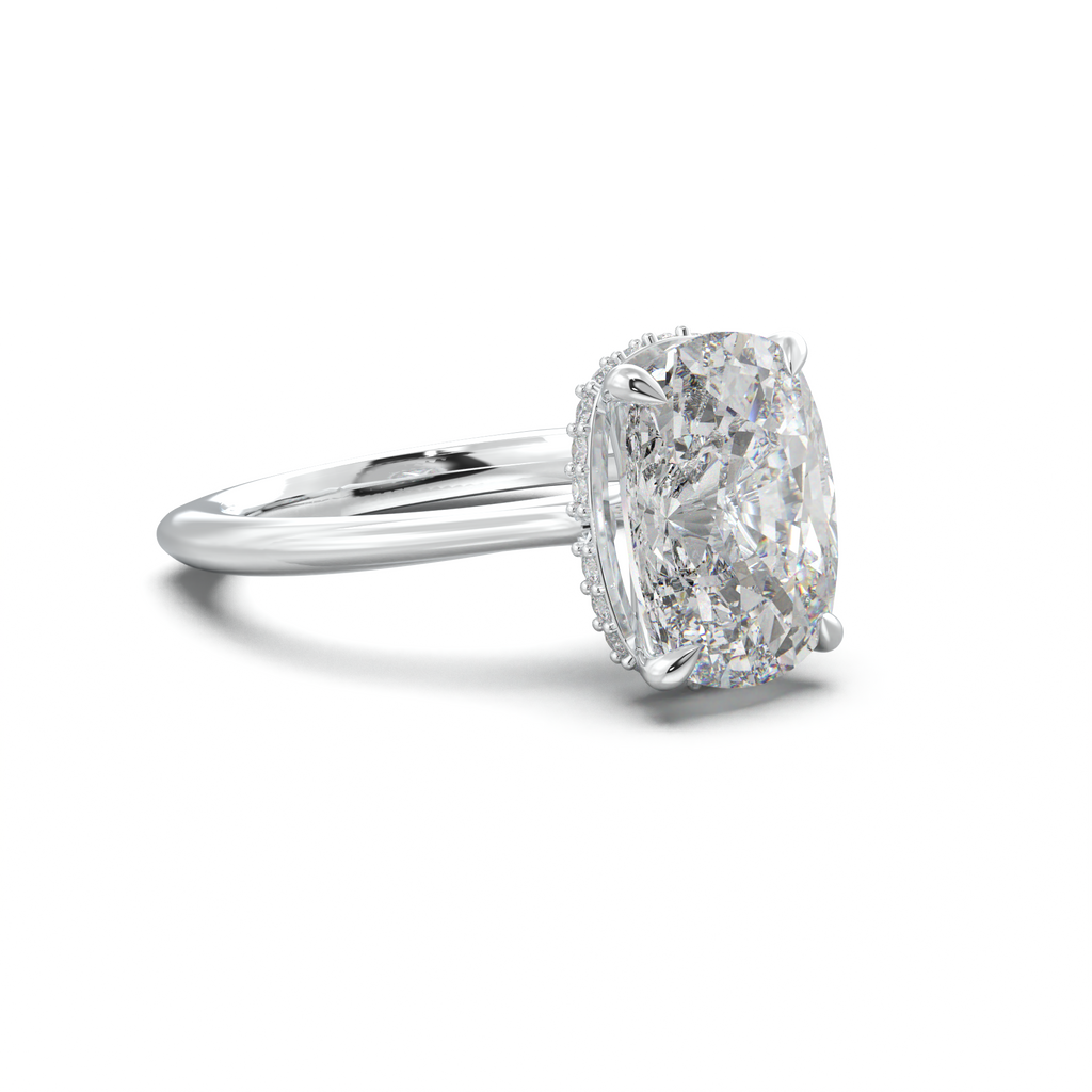 Cushion Hidden Halo Engagement Ring