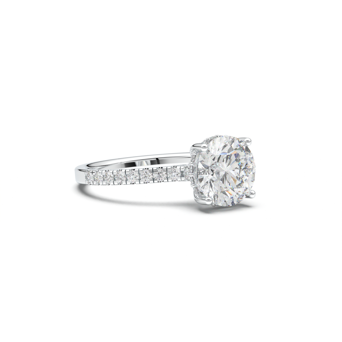 Round Pavé Engagement Ring