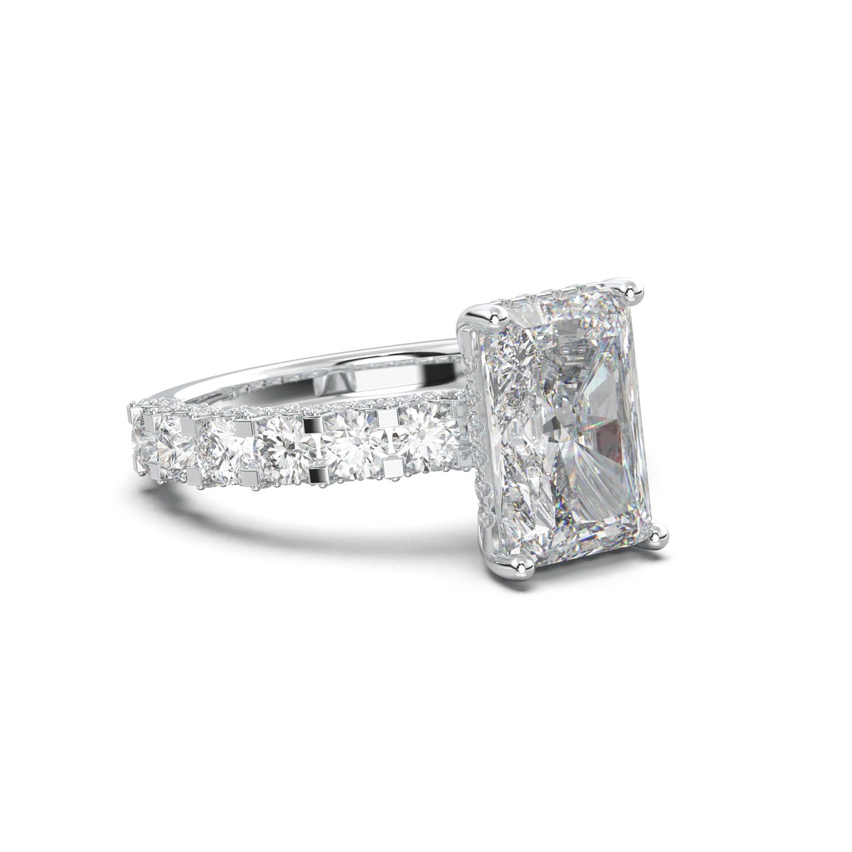Radiant Diamond Band Engagement Ring