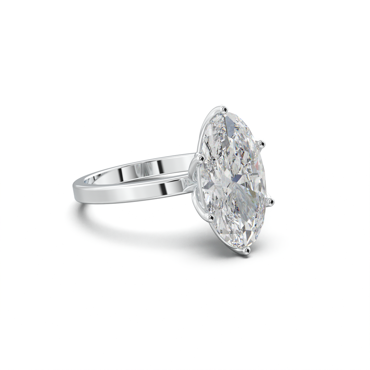 Oval Diamond-Accent Gallery Engagement Ring