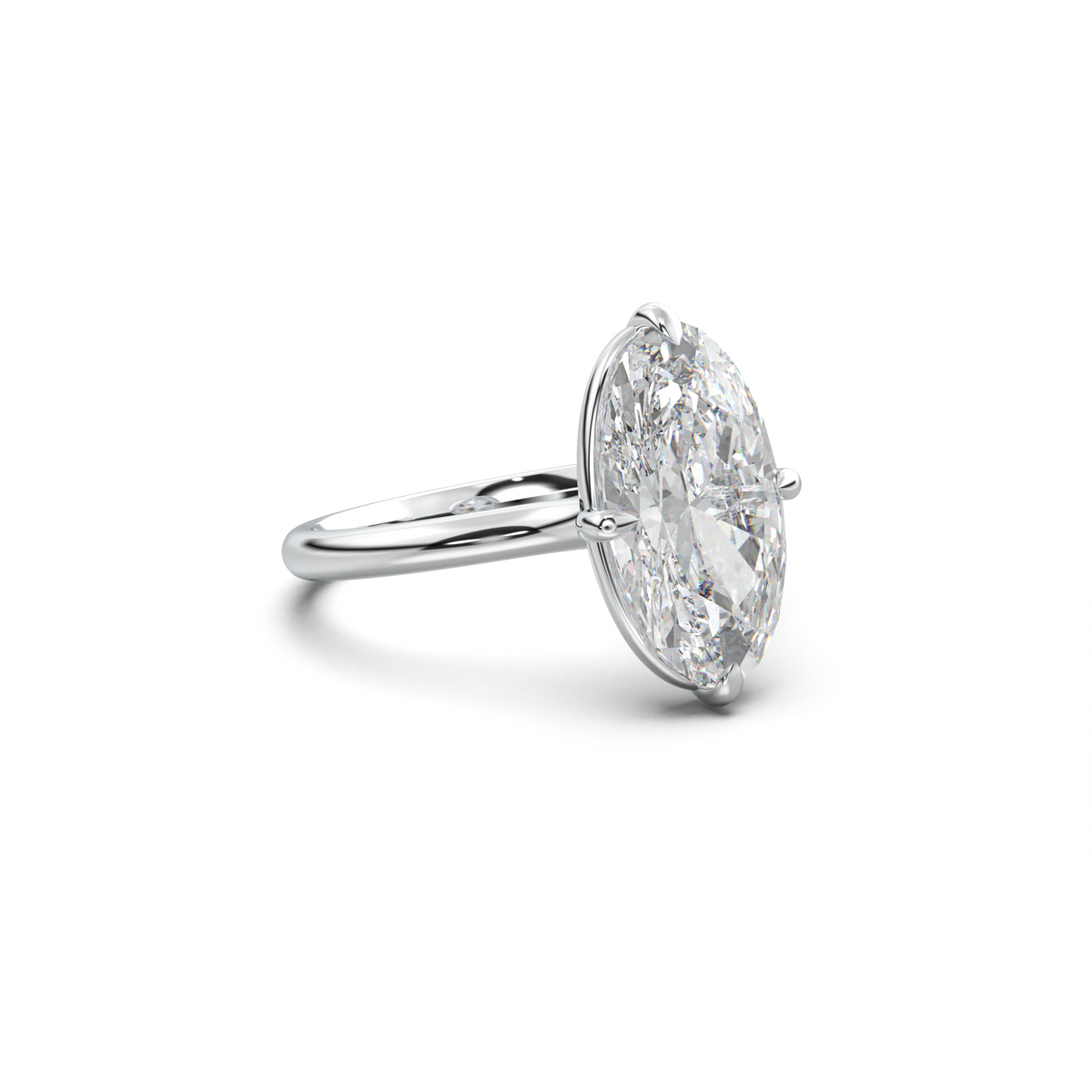 Elongated Moval Solitaire Engagement Ring