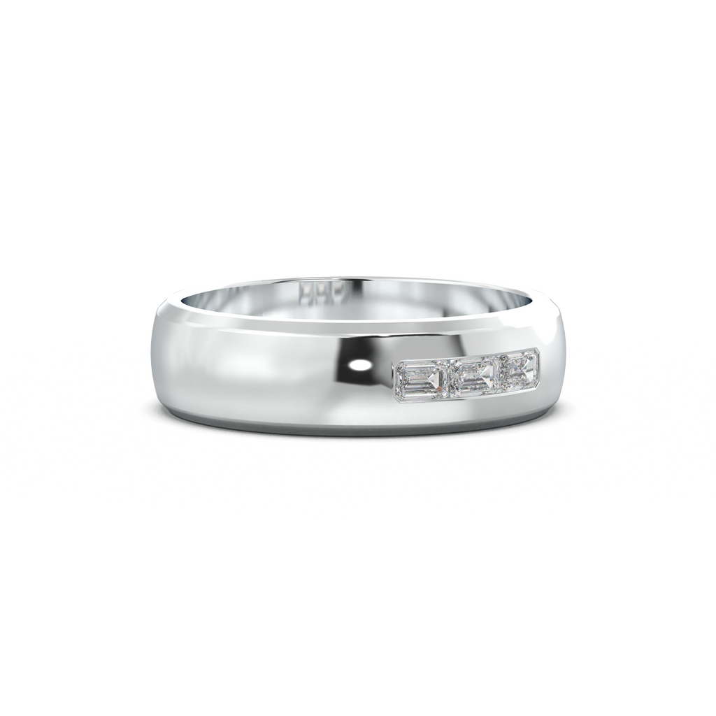 Three-Emerald Inlay Men's Band