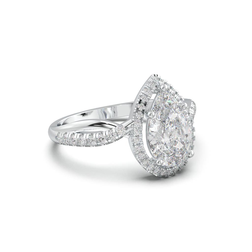 Pear Halo Twisted Pavé Engagement Ring