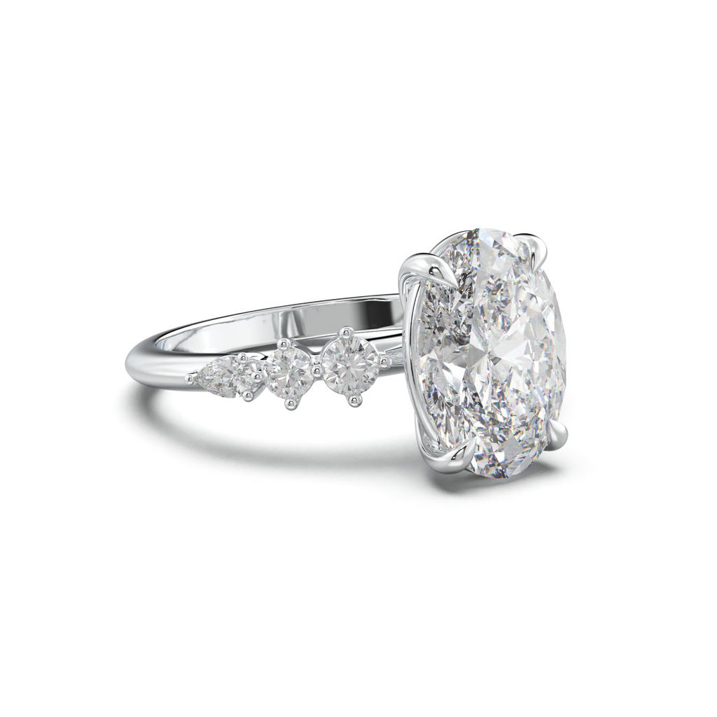 Oval Pear-Accent Engagement Ring