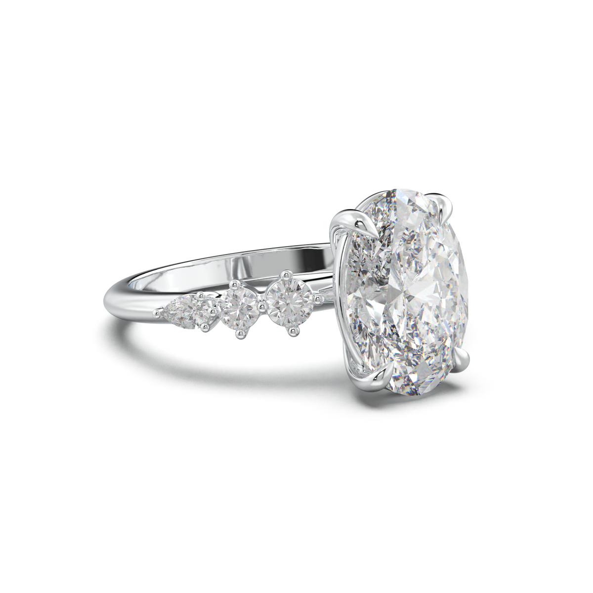 Oval Pear-Accent Engagement Ring