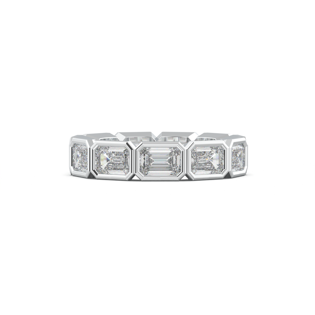 Emerald-Cut Bezel-Style Eternity Wedding Band