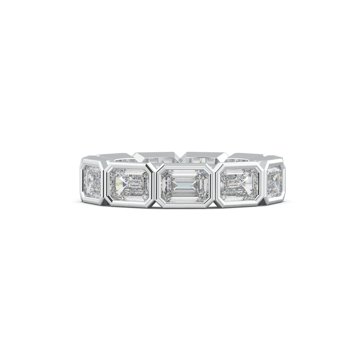 Emerald-Cut Bezel-Style Eternity Wedding Band