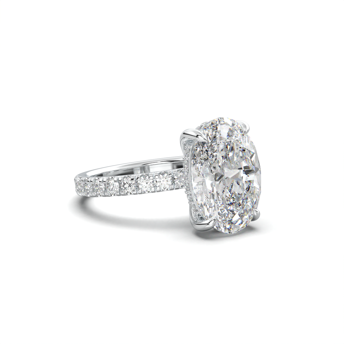 Cushion Hidden Halo Pavé Engagement Ring