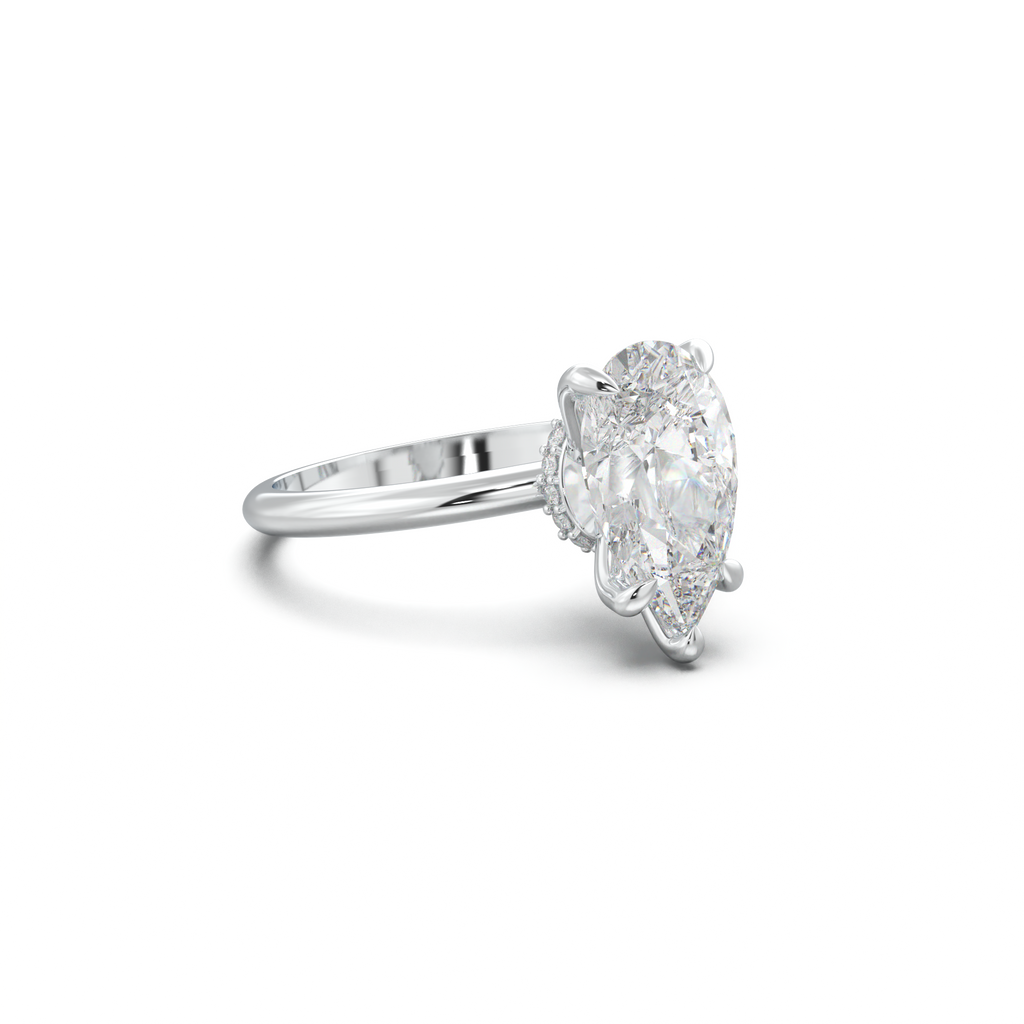 Pear Hidden Halo Engagement Ring