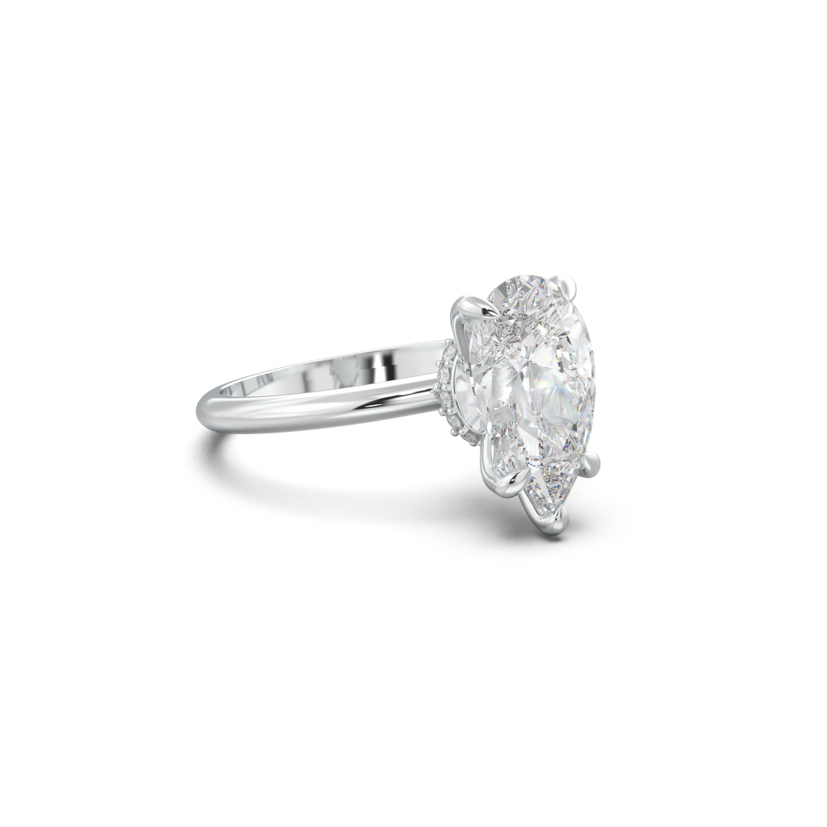 Pear Hidden Halo Engagement Ring