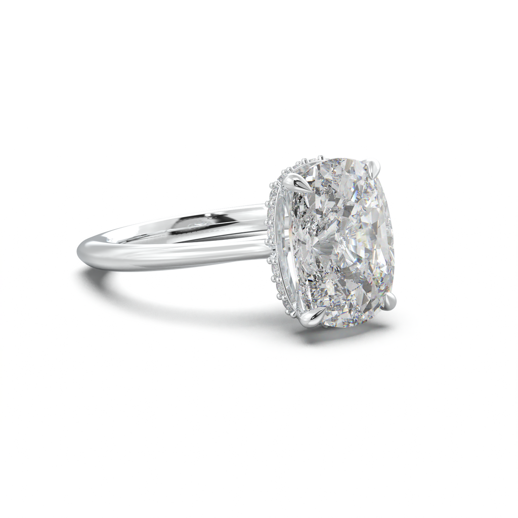 Cushion Hidden Halo Engagement Ring