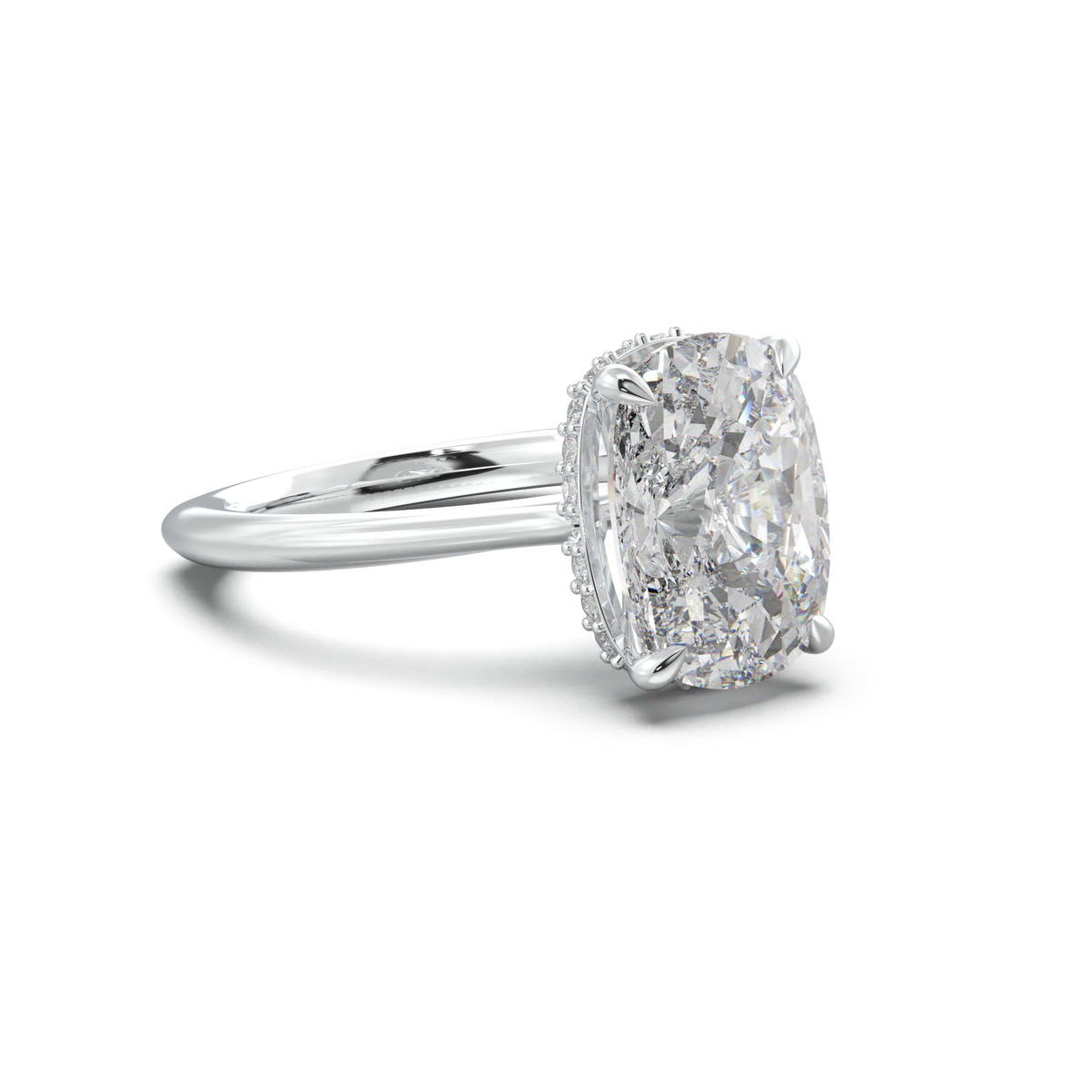 Cushion Hidden Halo Engagement Ring