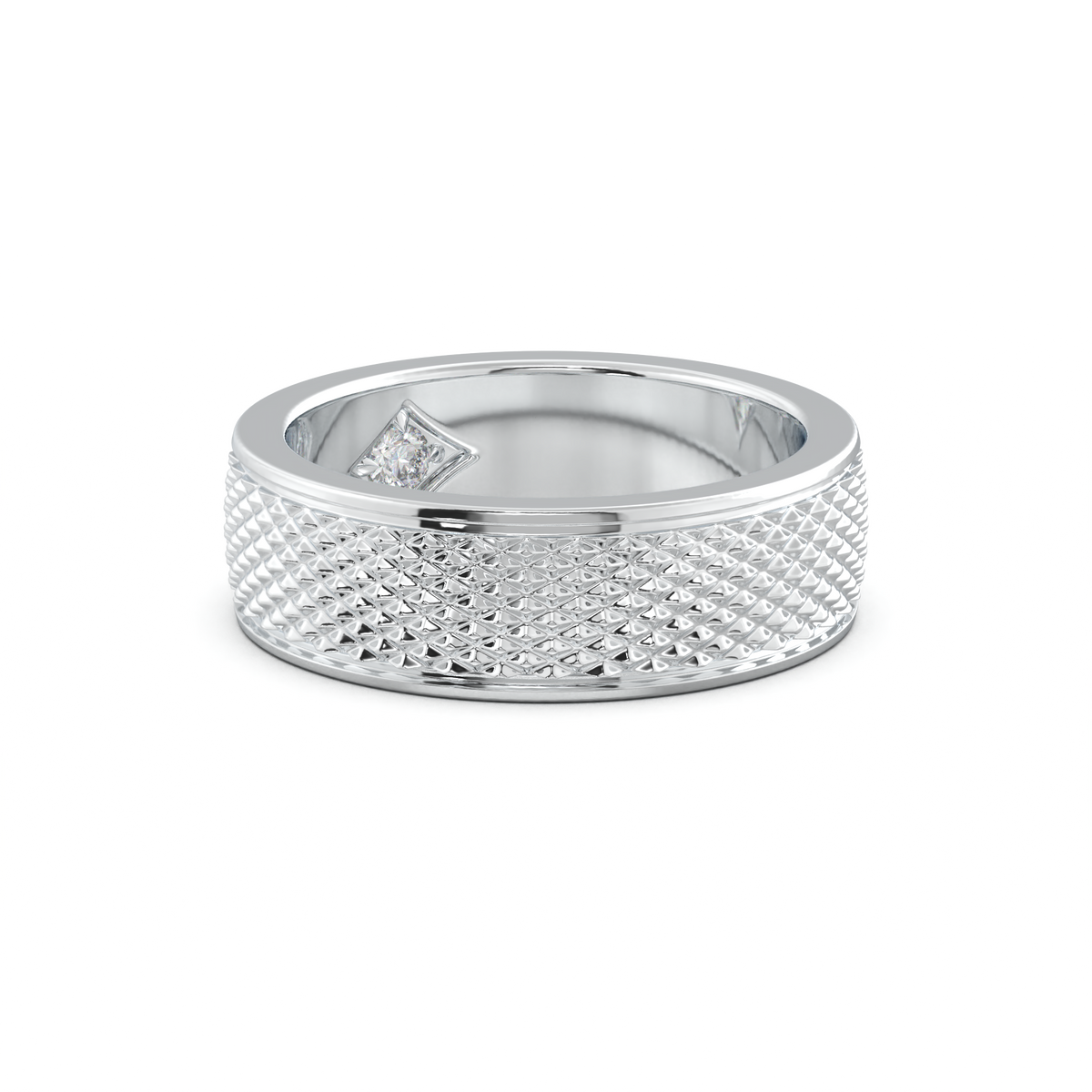 Diamond-Cut Textured Men's Wedding Band