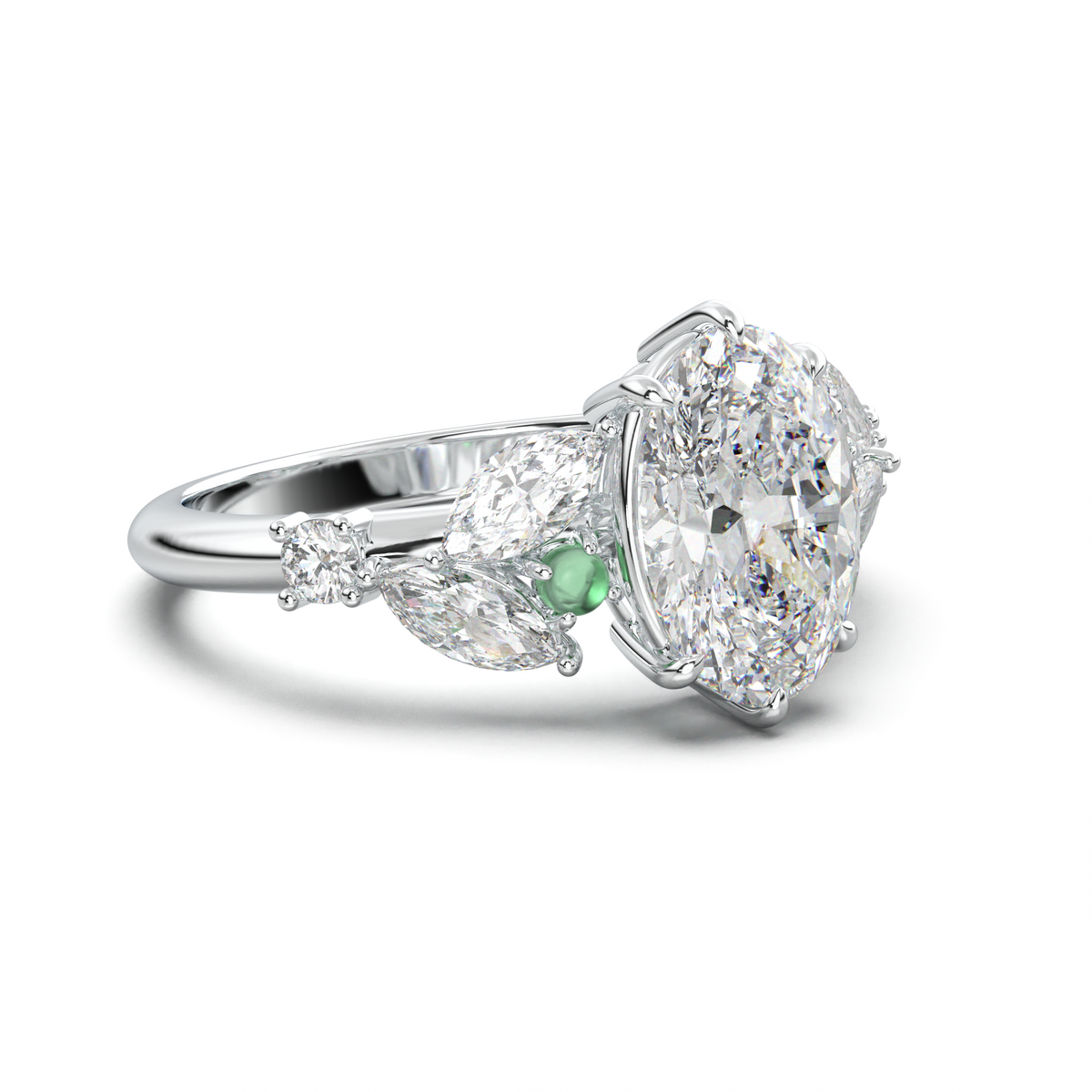 Oval Marquise-Accent Engagement Ring
