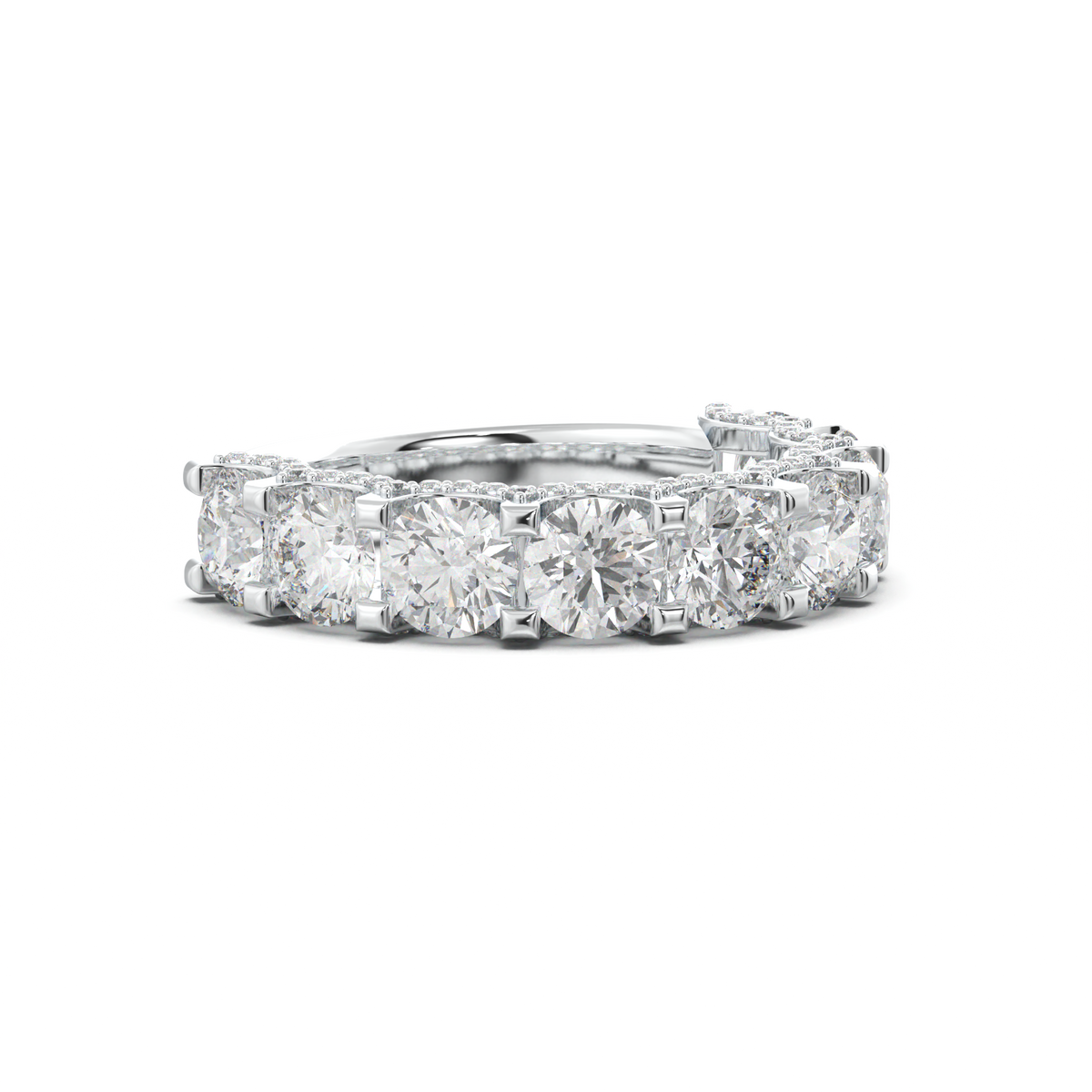 Round Diamond Pavé-Edge Wedding Band