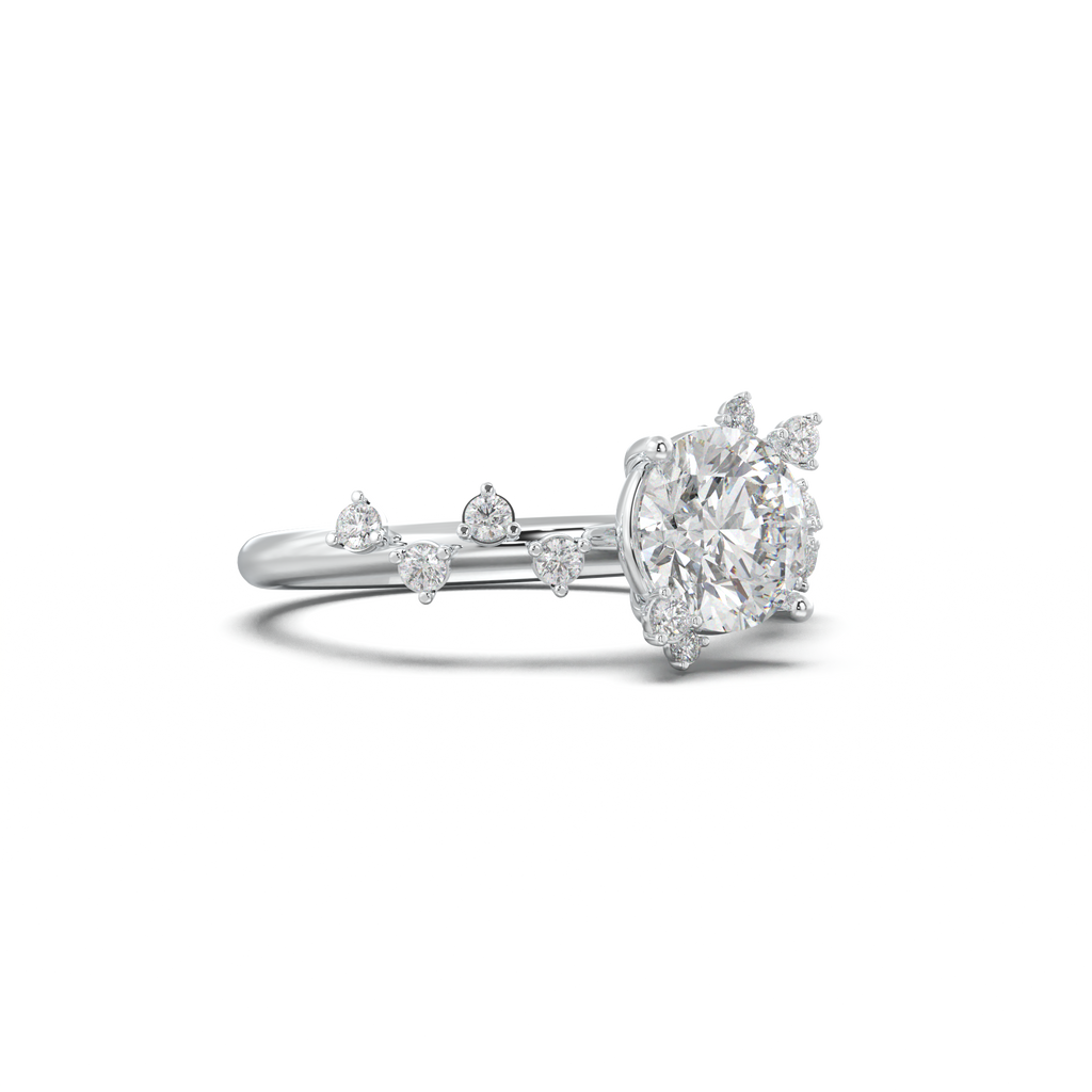 Round Botanical Accent Engagement Ring