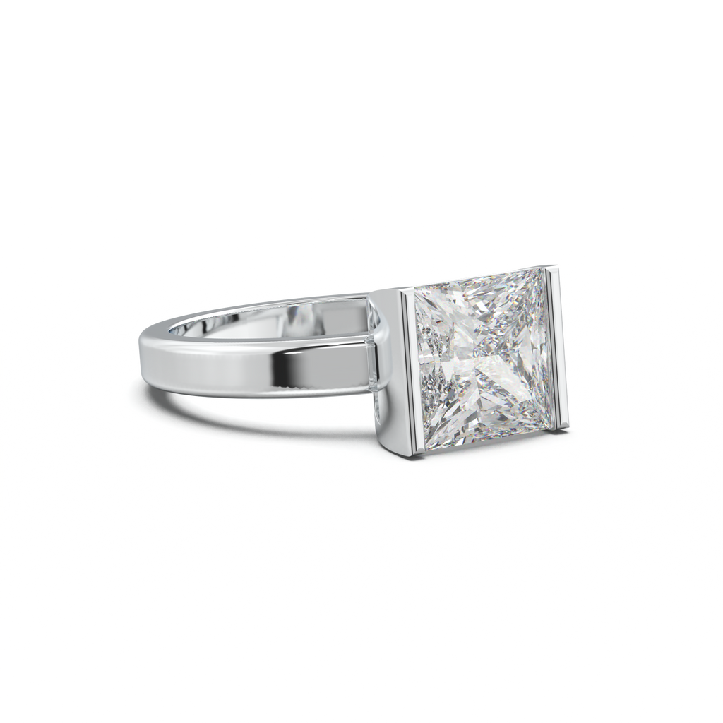 Princess Half-Bezel Engagement Ring