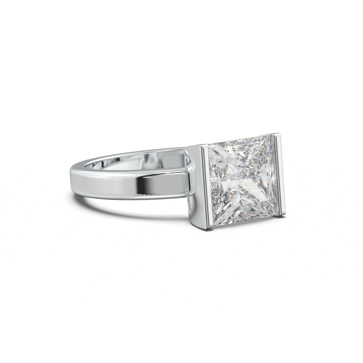 Princess Half-Bezel Engagement Ring