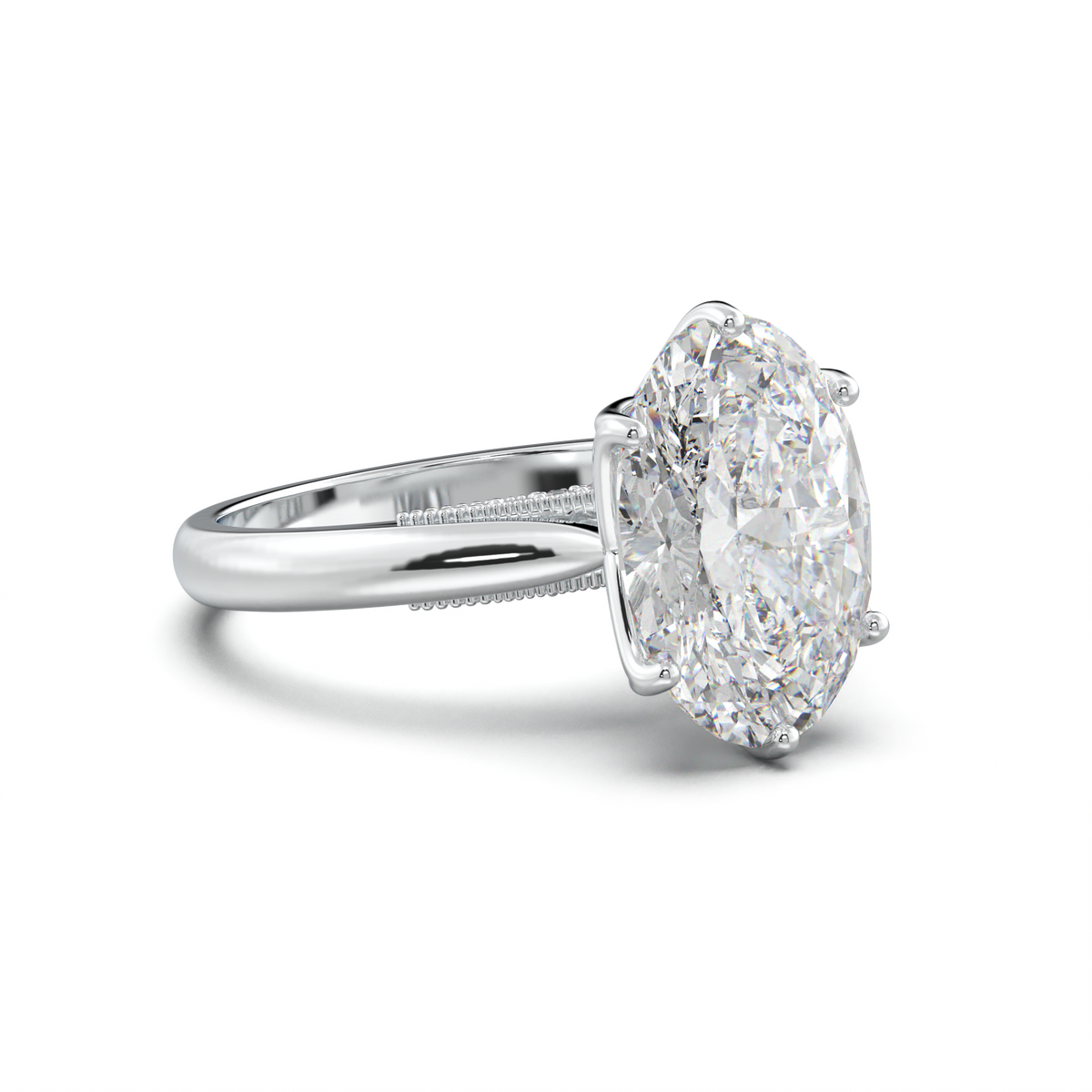 Oval Tulip Setting Hidden bridge Halo Engagement Ring