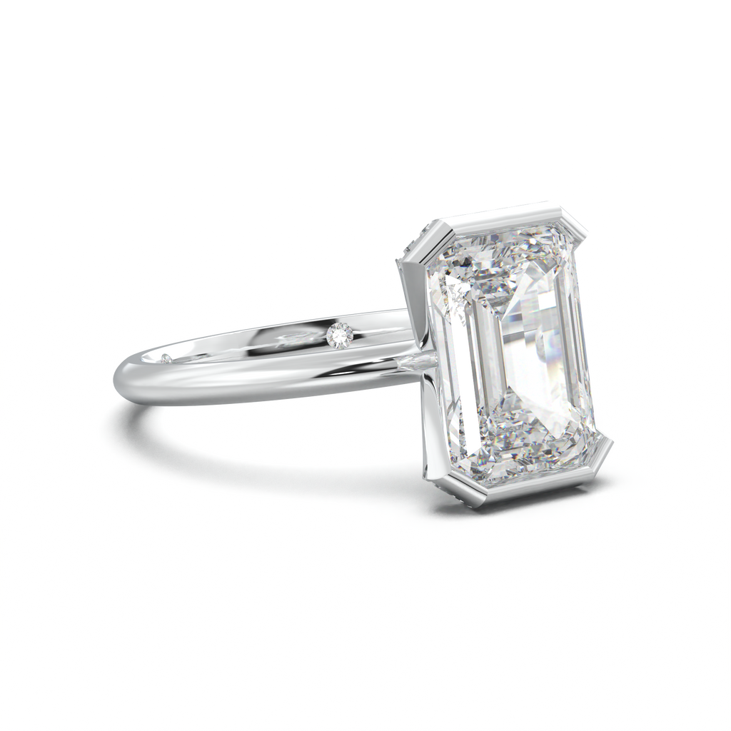 Emerald Hidden Halo Engagement Ring
